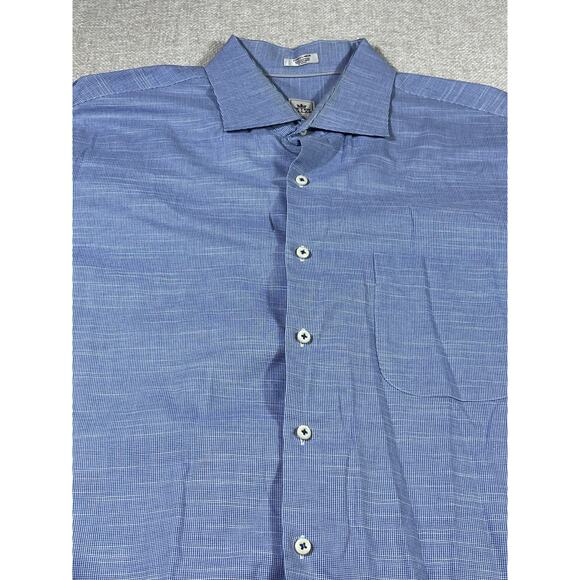 Peter Millar Men’s XL Blue Mini Check Long Sleeve Button Front Dress Shirt Golf - Picture 7 of 7